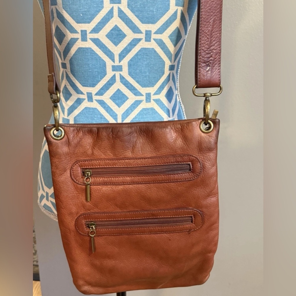 Margot New York Vintage Leather Brown Purse Crossbody Bag (TD)
